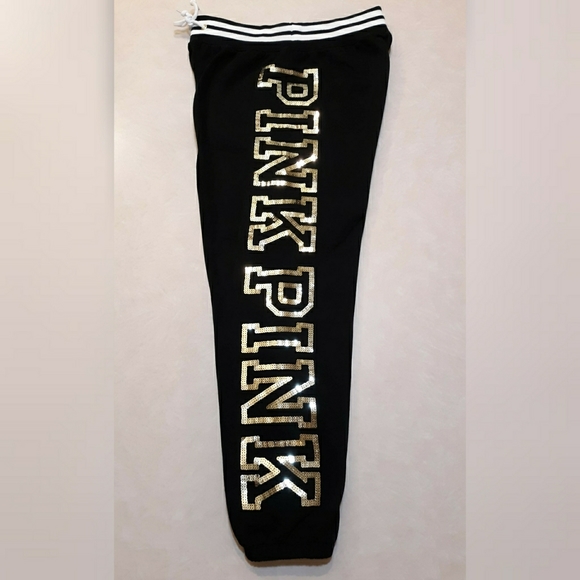 VS Pink Bling Pants in Black & Gold! - Picture 2 of 6